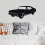 Wallity Chevrolet Nova 1972 Classic Sedan Escultura de pared de metal Negro